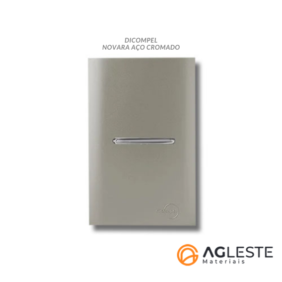 Conjunto Interruptor Simples Horizontal 4x2 - Novara Aço Cromado